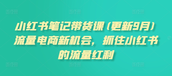 小红书笔记带货课(更新25年3月)流量电商新机会，抓住小红书的流量红利-圆梦资源网