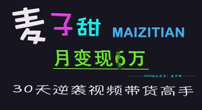 麦子甜30天逆袭视频带货高手，单月变现6W加特训营-圆梦资源网