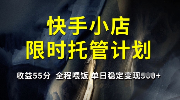 快手小店限时托管计划，收益55分，全程喂饭，单日稳定变现5张【揭秘】-圆梦资源网