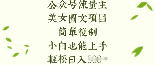 流量主长期收益项目，美女图片简单复制，小白也能上手，轻松日入5张-圆梦资源网