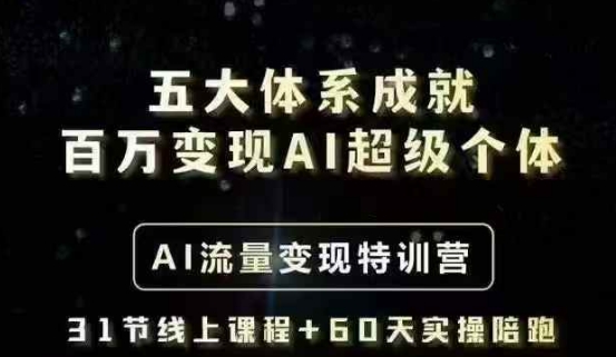 五大体系成就百万变现AI超级个体- AI流量变现特训营，一步一步教你一个人怎么年入百W-圆梦资源网