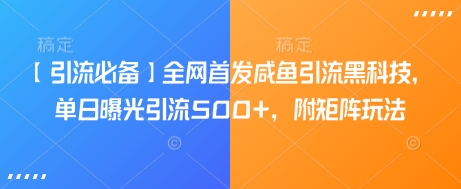 【引流必备】全网首发咸鱼引流黑科技，单日曝光引流500+，附矩阵玩法【揭秘】-圆梦资源网