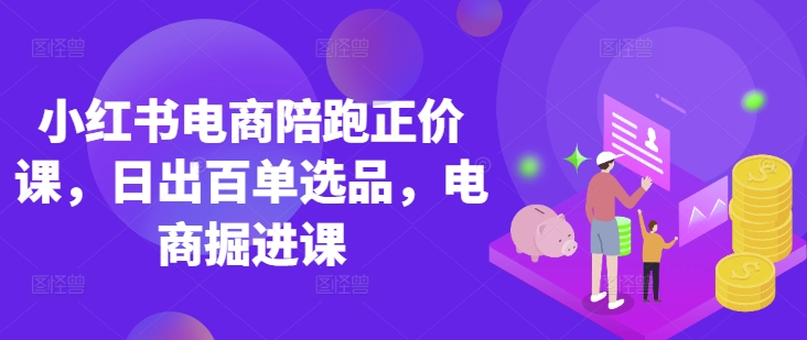 小红书电商陪跑正价课，小红书官方认证电商讲师教学，日出百单选品，电商掘进课-圆梦资源网
