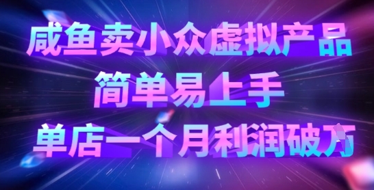 咸鱼卖小众虚拟产品，简单易上手，单店一个月利润破W-圆梦资源网