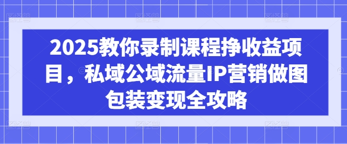 2025教你录制课程挣收益项目，私域公域流量IP营销做图包装变现全攻略-圆梦资源网