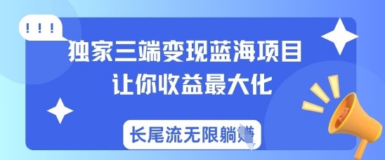 独家三端变现蓝海项目，让你收益最大化，长尾流无限躺挣-圆梦资源网