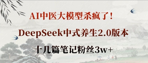 AI中医大模型杀疯了！DeepSeek中式养生2.0版本，十几篇笔记粉丝3w+-圆梦资源网