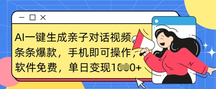 AI一键生成亲子对话视频，条条爆款，一部手机即可操作，单日变现数张-圆梦资源网