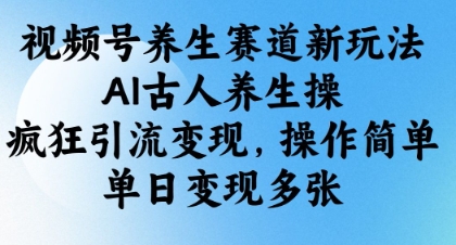 视频号养生赛道新玩法，AI古人养生操，疯狂引流变现，操作简单，单日变现多张-圆梦资源网