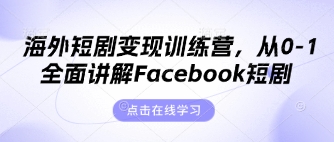 海外短剧变现训练营，从0-1全面讲解Facebook短剧-圆梦资源网
