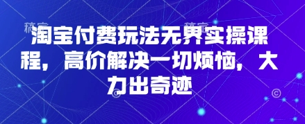 淘宝付费玩法无界实操课程，高价解决一切烦恼，大力出奇迹-圆梦资源网