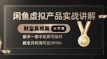 精品！闲鱼虚拟产品实战讲解，新手一部手机即可操作，副业月利润可达5k+-圆梦资源网