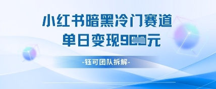 小红书冷门”暗黑”赛道，单日收益多张-圆梦资源网