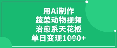 用Ai制作蔬菜动物视频，治愈系天花板，单日变现1k-圆梦资源网