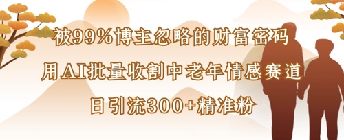 被99%博主忽略的财富密码：用AI批量收割中老年情感赛道，日引流300+精准粉-圆梦资源网