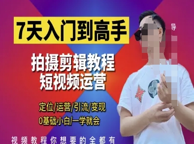 7天入门到高手，短视频剪辑运营高手课，定位 运营 引|流 变现，0基础小白一学就会-圆梦资源网