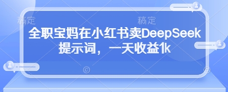 全职宝妈在小红书卖DeepSeek提示词，一天收益1k-圆梦资源网