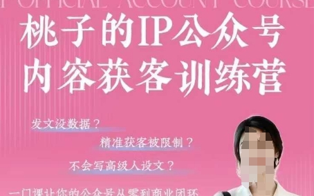 桃子IP公众号内容获客训练营(第3期)，一门让你公众号从0到商业闭环的课程-圆梦资源网