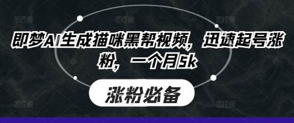 即梦AI生成猫咪黑帮视频，迅速起号涨粉，一个月5k-圆梦资源网