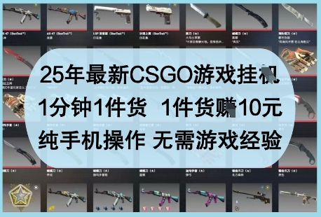25年最新CSGO游戏挂G，1分钟1件货，1件货挣10元，纯手机操作，无需游戏经验【揭秘】-圆梦资源网