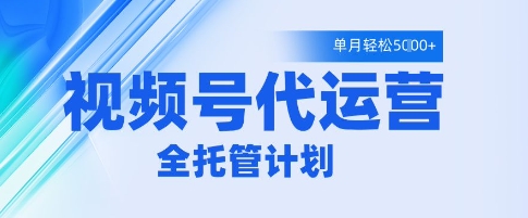 视频号代运营2.0，全程托管招募，单月轻松变现5k【揭秘】-圆梦资源网