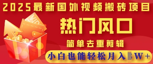 2025最新视频搬砖项目，热门风口，简单去重剪辑，小白也能轻松月入过W-圆梦资源网