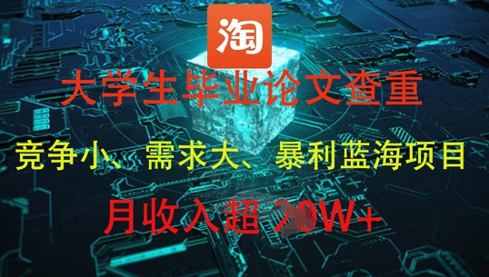 大学生毕业论文查重，暴利蓝海项目，月收入过1W+-圆梦资源网