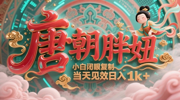 用AI克隆“唐朝胖妞”日更3条，平台疯狂推流，小白闭眼复制，当天见效，日入1k+-圆梦资源网