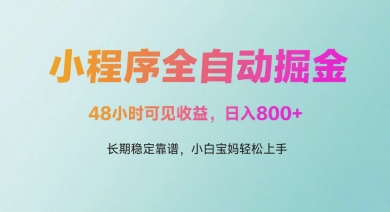 微信小程序全自动掘金，48小时可见收益，日入多张，长期稳定靠谱，小白宝妈轻松上手【揭秘】-圆梦资源网