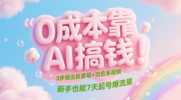 0成本靠AI搞钱！3步做出反差萌+治愈系视频，新手也能7天起号爆流量-圆梦资源网