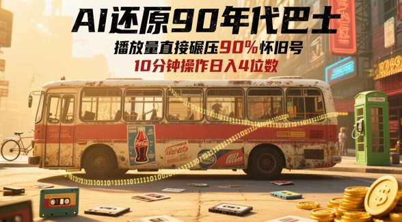 AI还原90年代巴士，一帧就让70后泪崩，播放量直接碾压90%怀旧号，每天操作十分钟，日入四位数-圆梦资源网