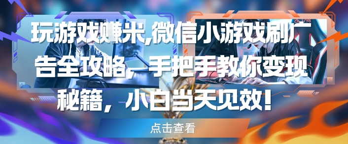 玩游戏挣米，微信小游戏刷广告全攻略，手把手教你变现秘籍，小白当天见效-圆梦资源网