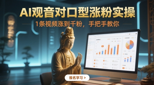 AI观音对口型涨粉实操，1条视频涨到千粉，手把手教你-圆梦资源网