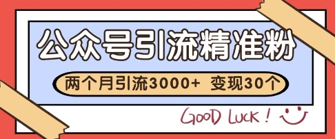 公众号精准粉引流玩法，2个月3000+精准粉，变现30个W【揭秘】-圆梦资源网