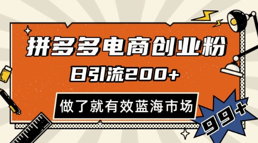 拼多多引流电商创业粉，日引200+，可矩阵放大，做了就有效【揭秘】-圆梦资源网