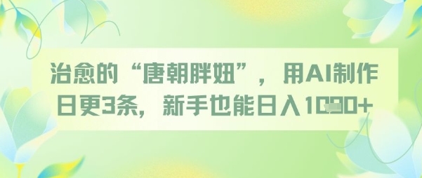 治愈的“唐朝胖妞”，用AI制作日更3条，新手也能日入多张-圆梦资源网