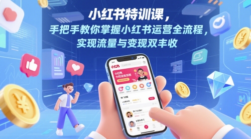 小红书特训课，手把手教你掌握小红书运营全流程，实现流量与变现双丰收-圆梦资源网