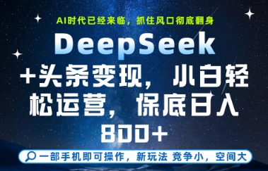 DeepSeek+头条变现，保姆级教学，小白轻松上手，日入8张+【揭秘】-圆梦资源网