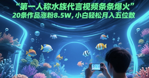 第一人称水族代言视频条条爆火，20条作品涨粉8.5W，小白轻松月入五位数-圆梦资源网