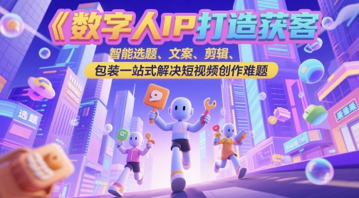 数字人IP打造获客变现实操课，智能选题、文案、剪辑、包装一站式解决短视频创作难题-圆梦资源网