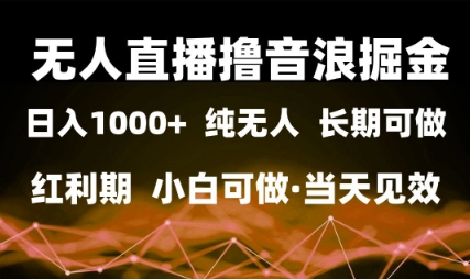 无人直播撸音浪掘金，日入1k+，纯无人红利期，小白可做，当天见效【揭秘】-圆梦资源网