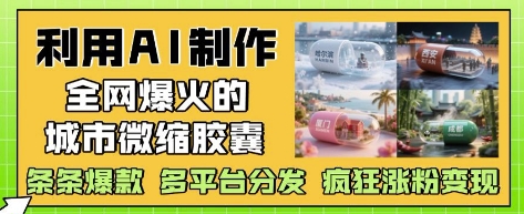 利用AI制作全网爆火的城市微缩胶囊，条条爆款， 多平台分发，疯狂涨粉变现-圆梦资源网