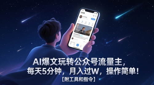AI爆文玩转公众号流量主，每天5分钟，月入过W，操作简单！【附工具和指令】-圆梦资源网