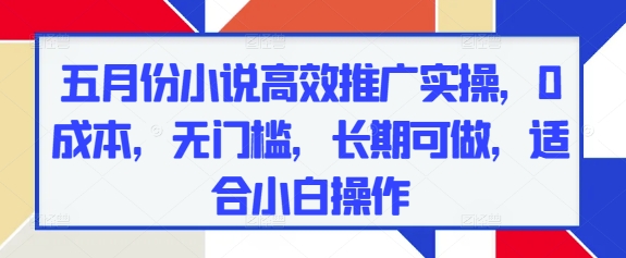 五月份小说高效推广实操，0成本，无门槛，长期可做，适合小白操作-圆梦资源网