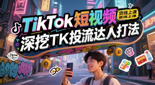 TikTok短视频带货线上课，深挖TK投流达人打法-圆梦资源网