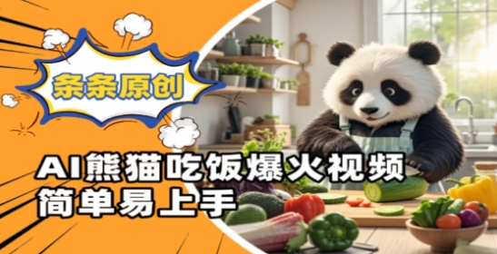 Ai熊猫吃饭爆火视频，条条原创，简单易上手-圆梦资源网