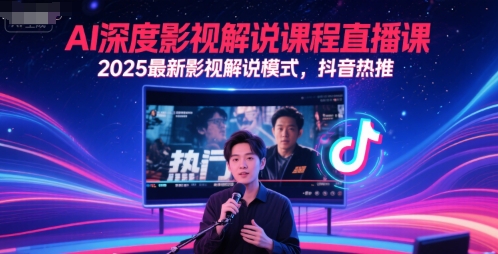 AI深度影视解说课程直播课，2025最新影视解说模式，抖音热推-圆梦资源网