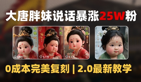 AI大唐胖贵妃说话2.0，40条视频暴涨40w粉，附独家变现攻略-圆梦资源网