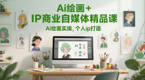 Ai绘画+IP商业自媒体精品课，Ai绘画实操，个人ip打造-圆梦资源网