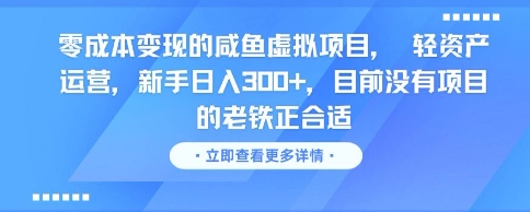 零成本变现的咸鱼虚拟项目， 轻资产运营，新手日入3张+，目前没有项目的老铁正合适-圆梦资源网